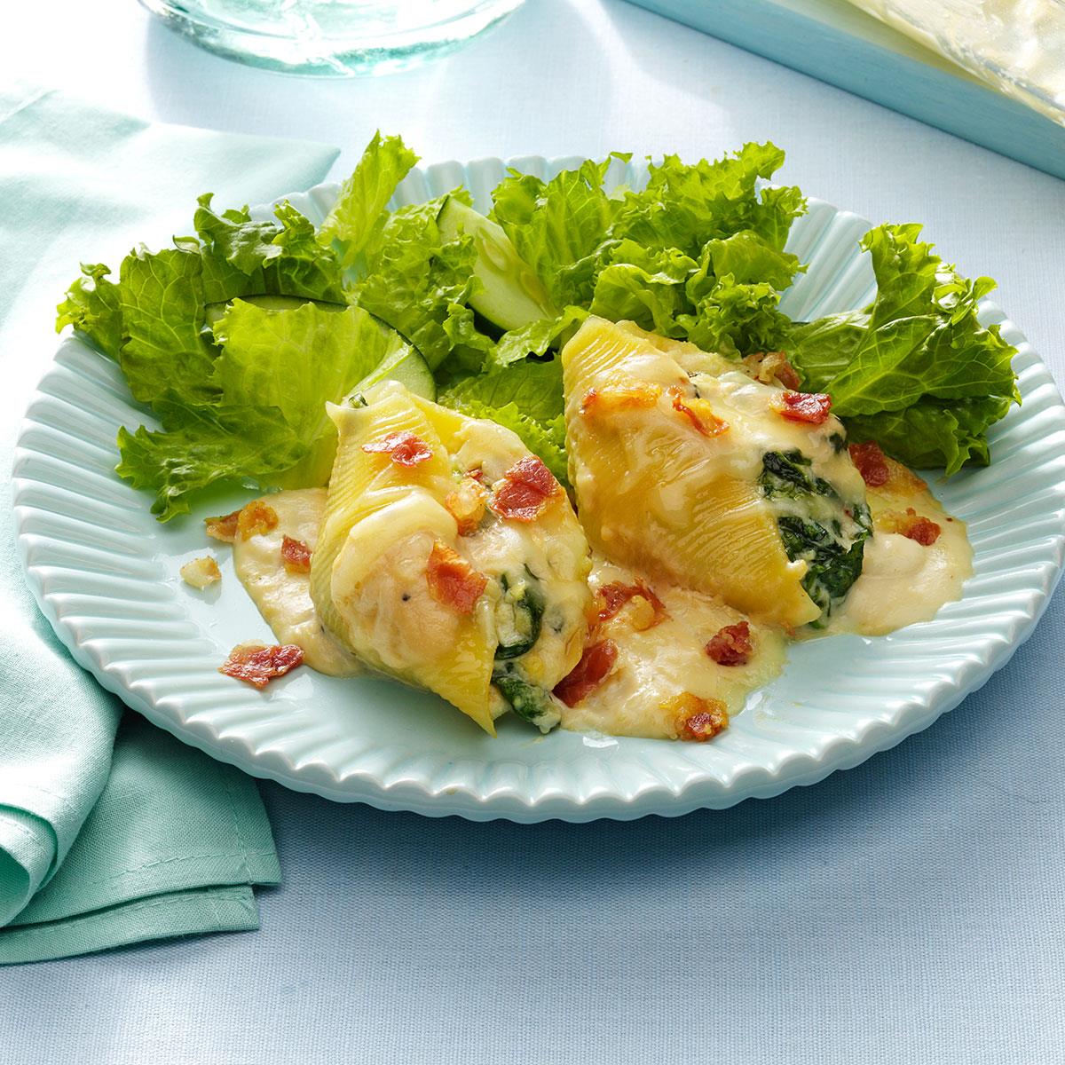 image of Alfredo-Pancetta Stuffed Shells recipe by Taste of Home