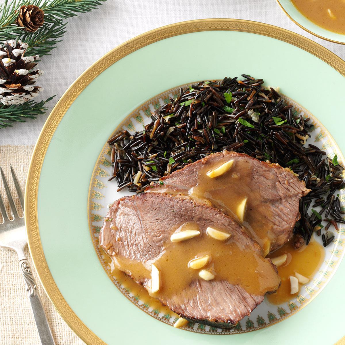 Almond Beef Roast with Wild Rice image