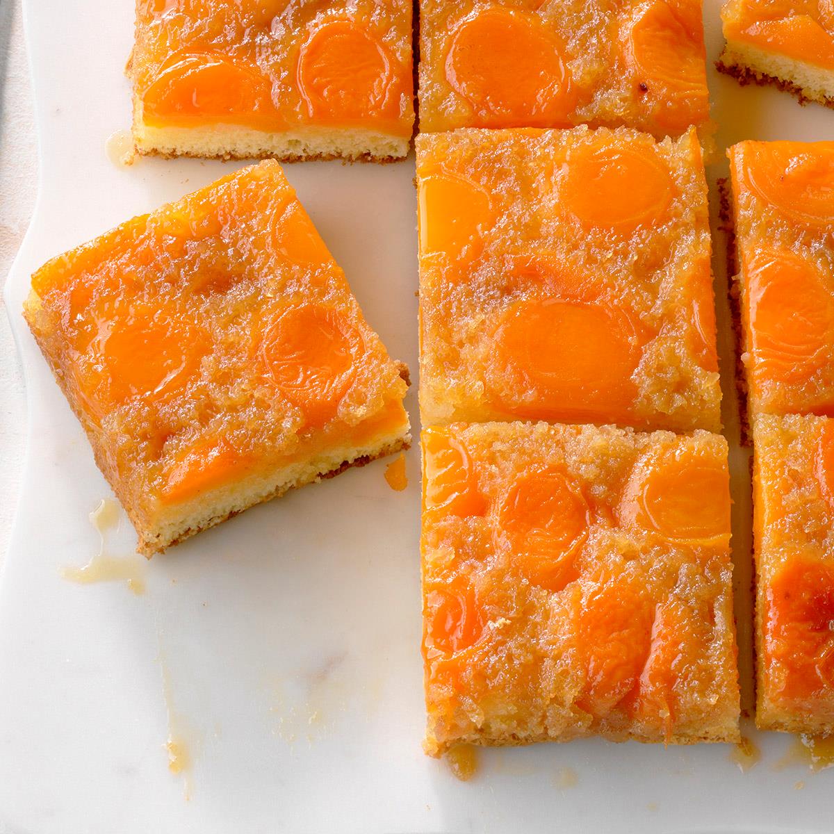 Caramelised apricot upside-down cake, with orange blossom