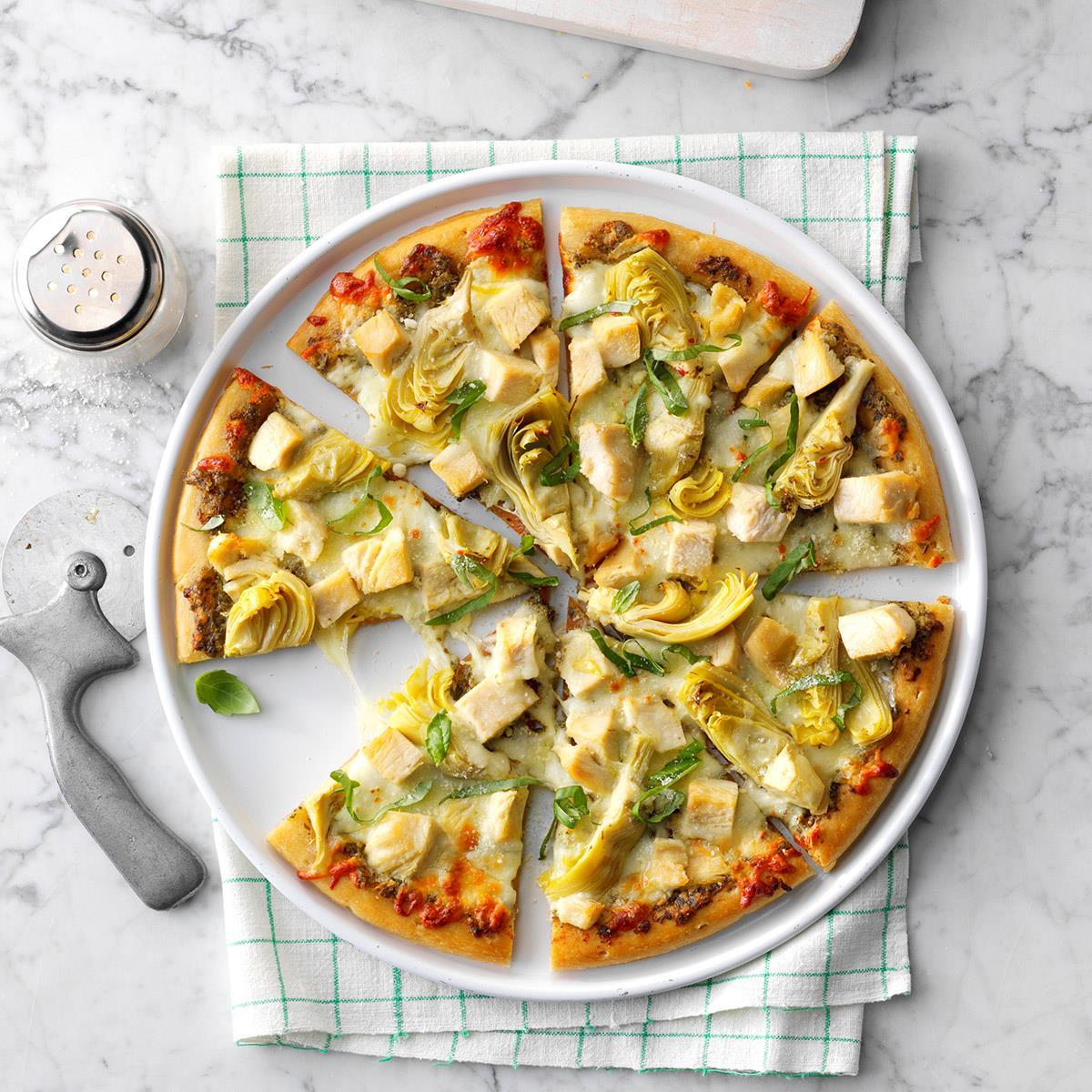 Artichoke Chicken Pesto Pizza Recipe How To Make It Taste Of Home