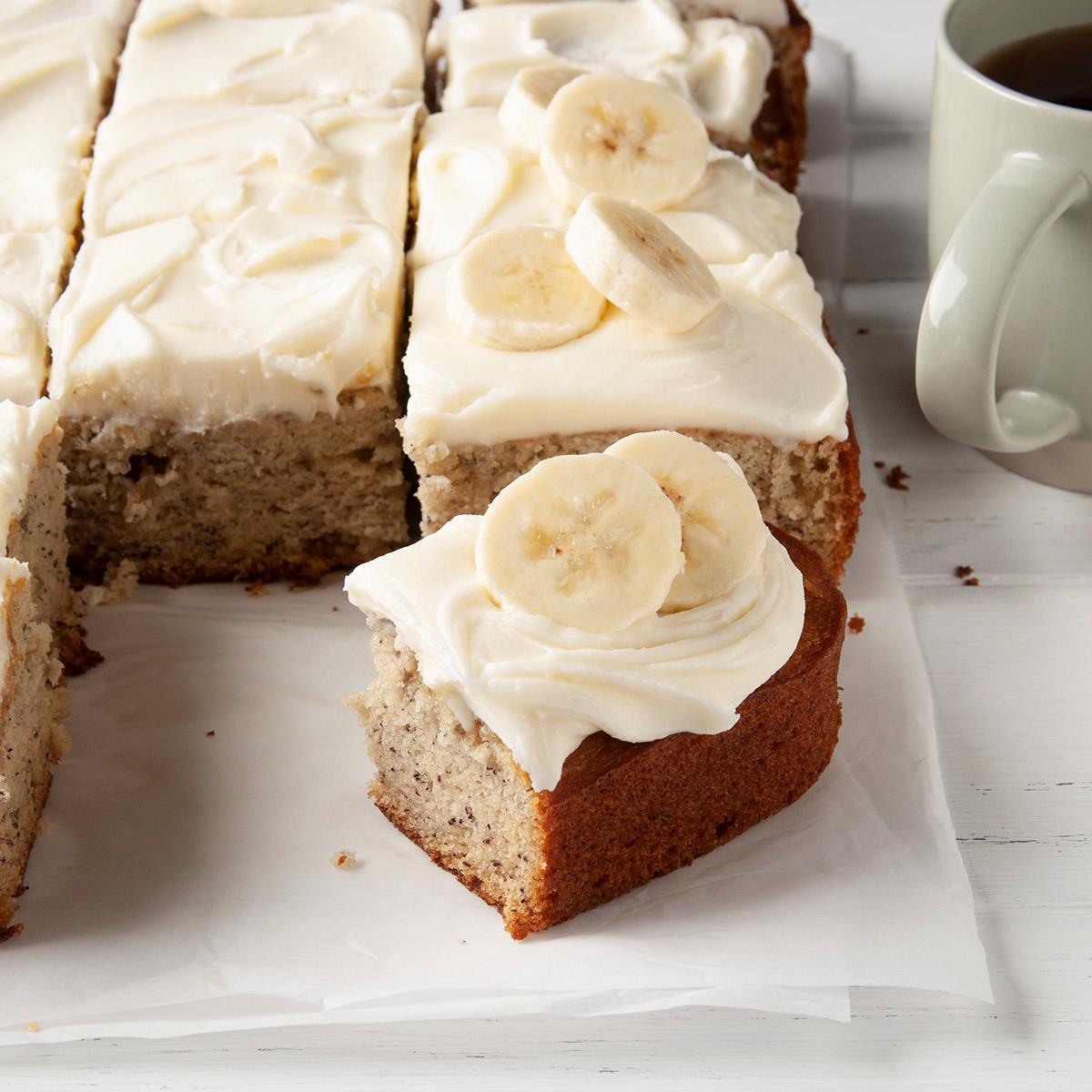 Banana Cake With Cream Cheese Frosting Recipe How To Make It Taste Of Home