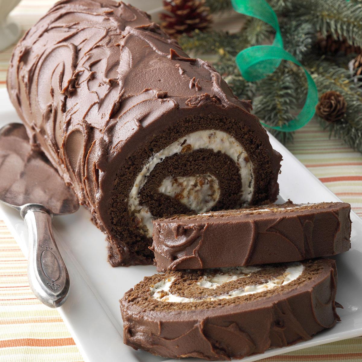 Chocolate Cake Roll With Praline Filling Recipe How To Make It Taste Of Home