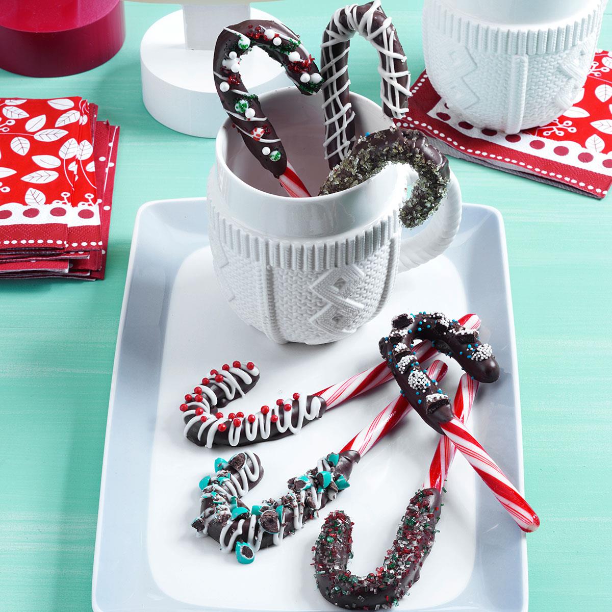 Chocolate Dipped Candy Canes Recipe How To Make It Taste Of Home