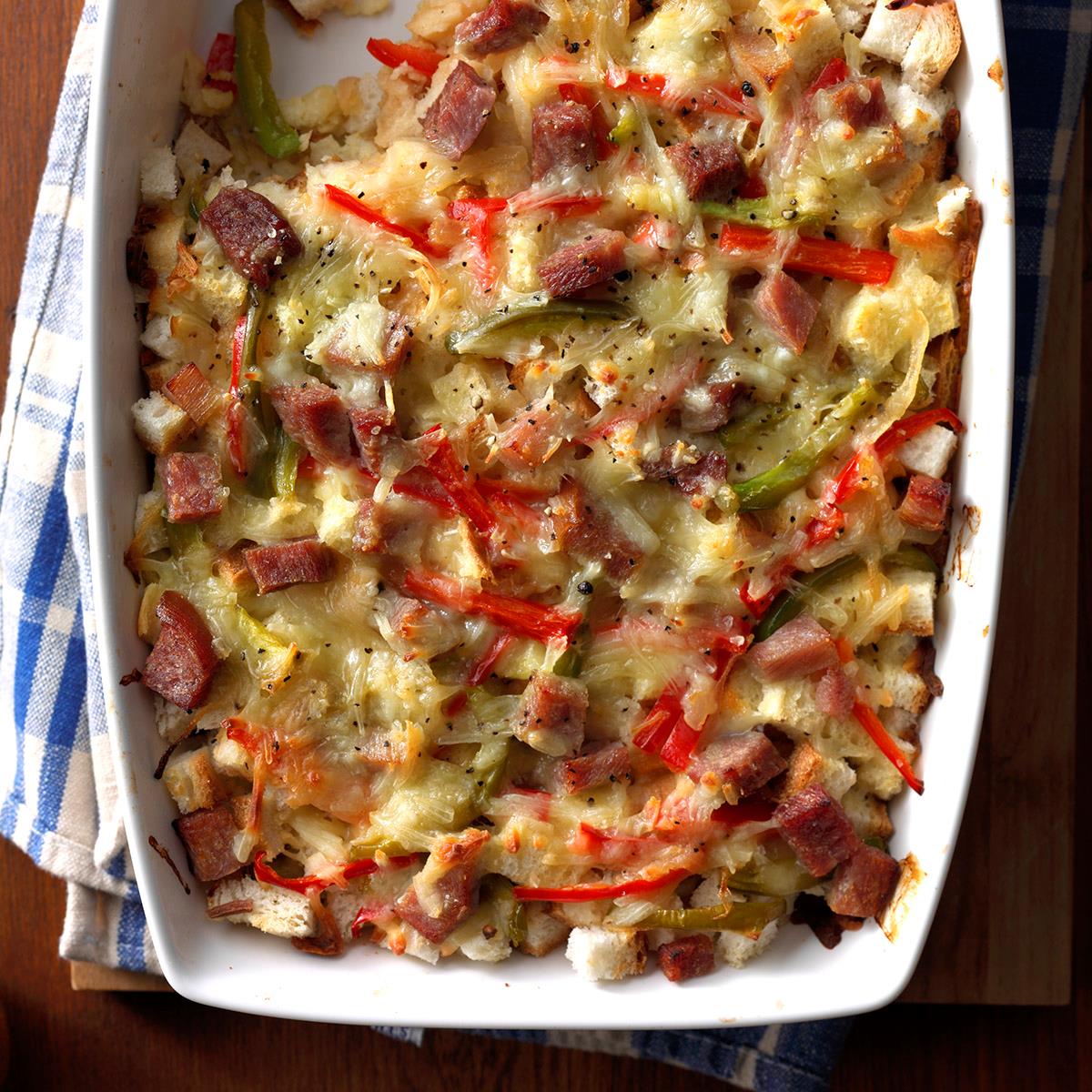 Colorful Ham Strata Recipe How To Make It Taste Of Home Make ahead the night before and just pop it in the oven in the morning. colorful ham strata