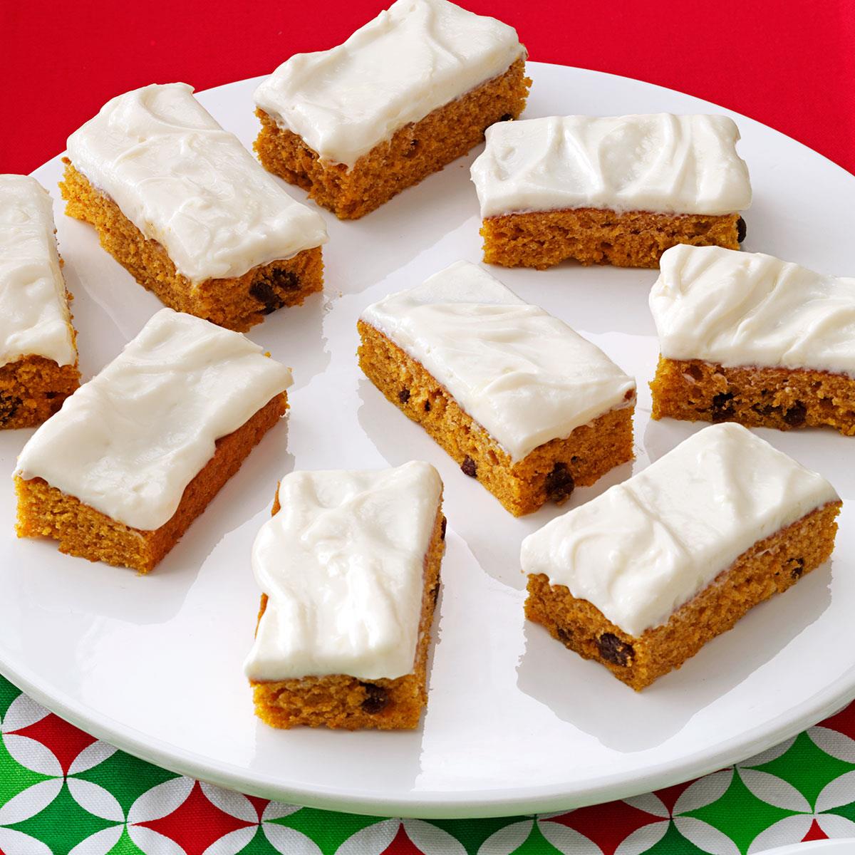 Cream Cheese Frosted Pumpkin Bars Recipe How To Make It Taste Of Home