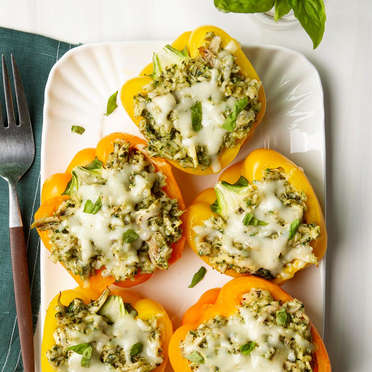 Easy Chicken Pesto Stuffed Peppers-image