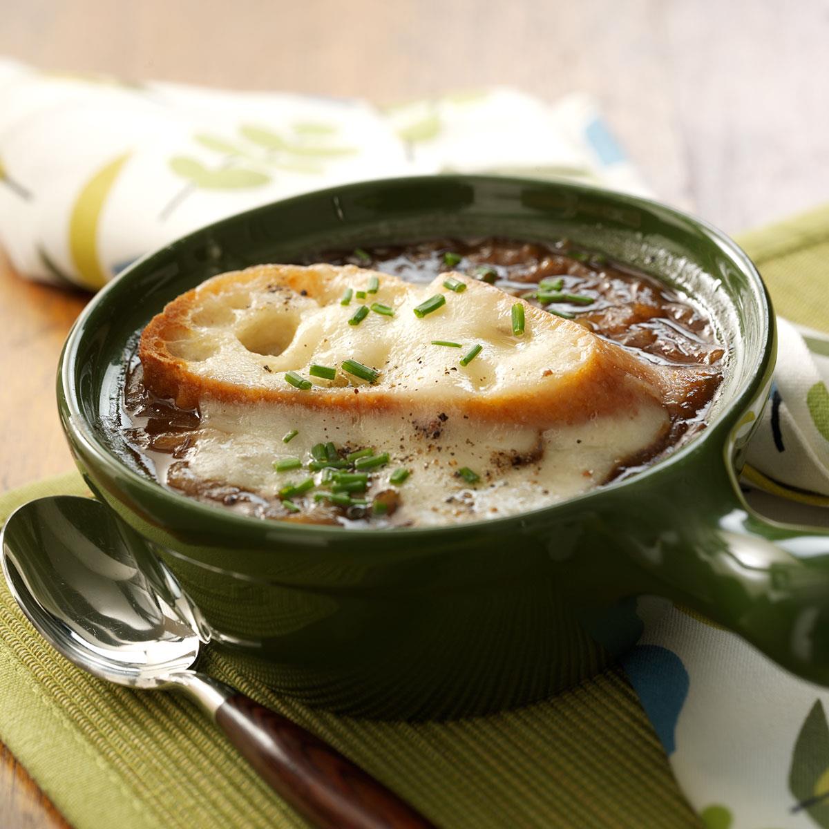 French Onion Soup with Swiss-Topped Toast Recipe: How to Make It