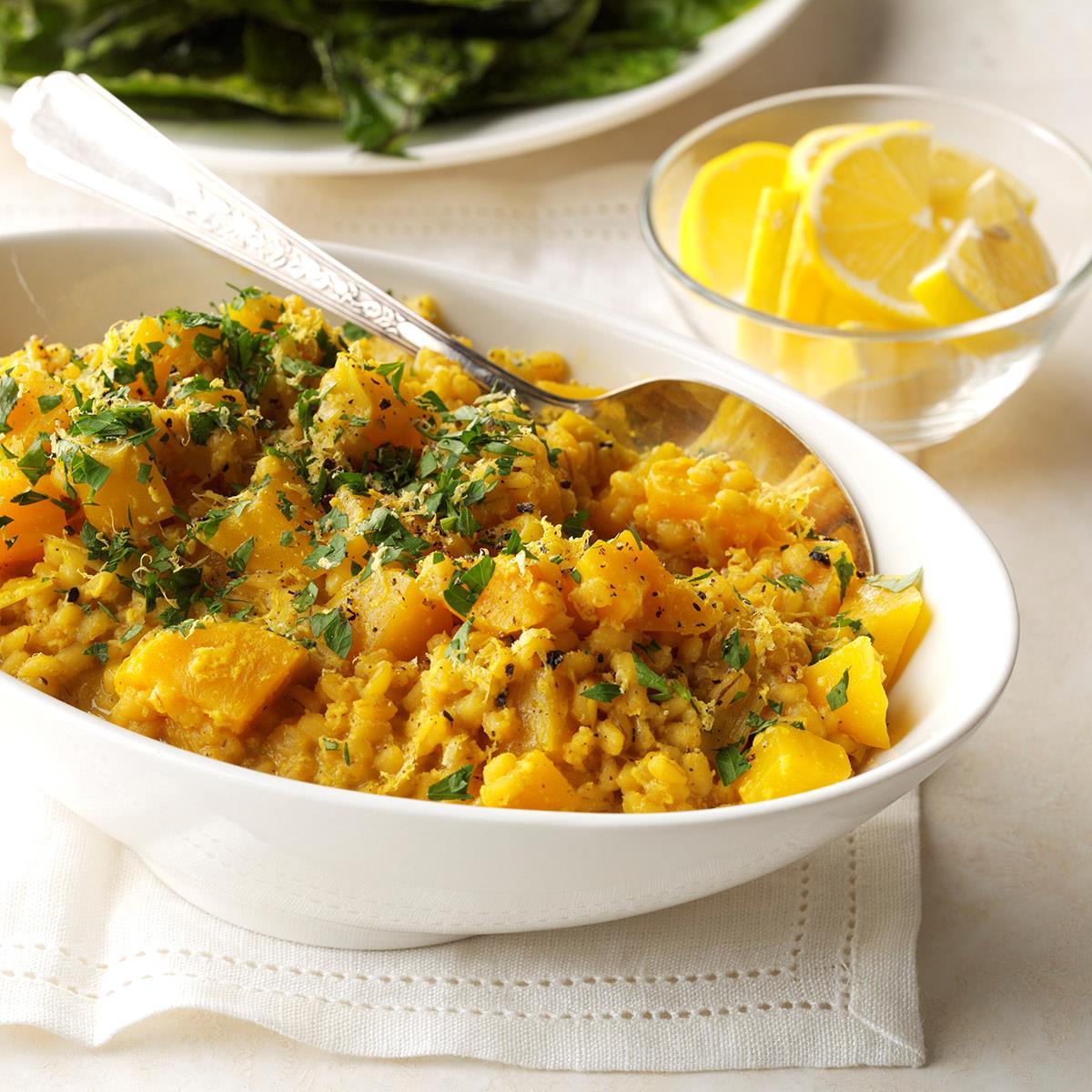 Golden Beet Curry Risotto with Crispy Beet Greens_image