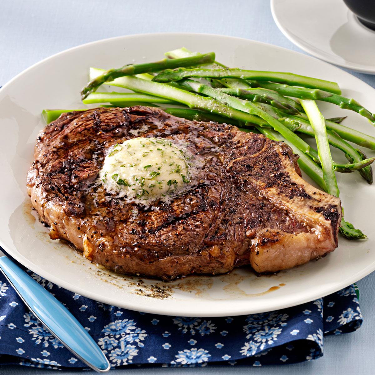 Grilled Ribeyes with Herb Butter_image