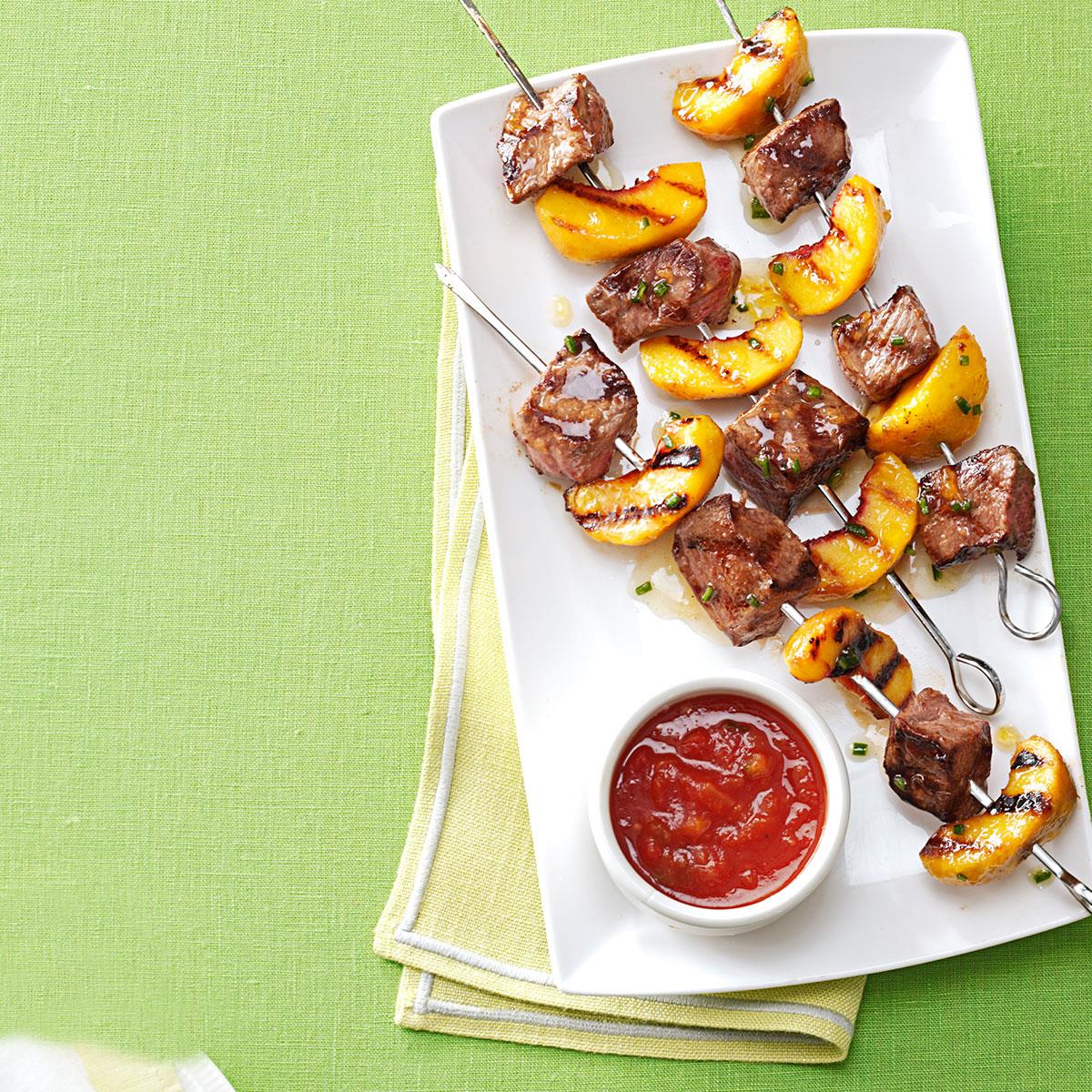 Grilled Sirloin Kabobs with Peach Salsa image