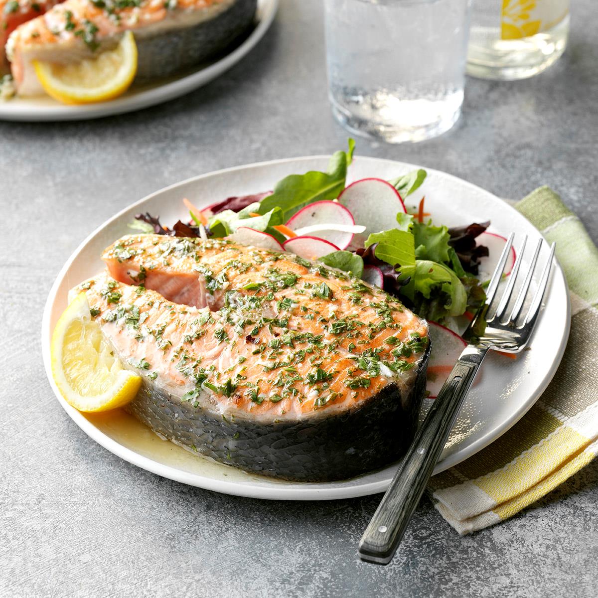 Lemon-Garlic Salmon Steaks image