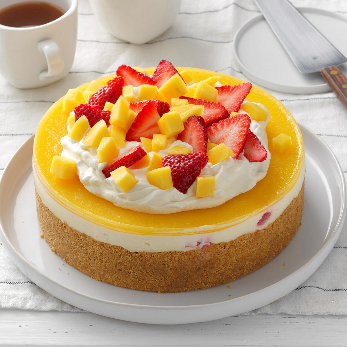 No Bake Mango Strawberry Cheesecake Recipe How To Make It