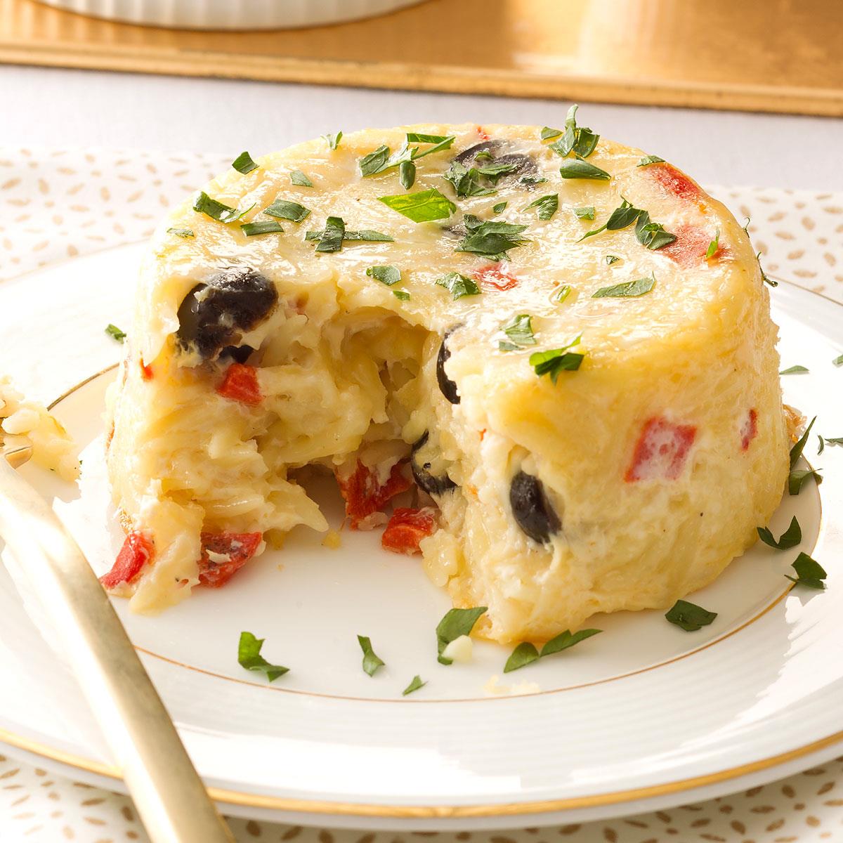 Orzo Timbales With Fontina Cheese Recipe How To Make It Taste Of Home