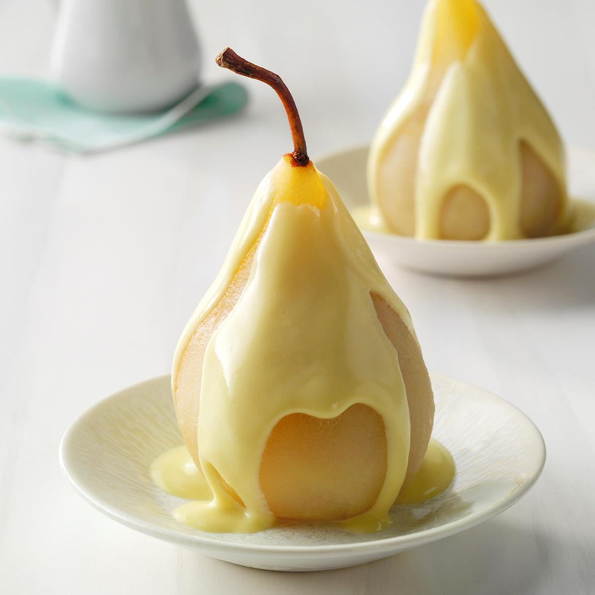Slip schoenen weigeren gesprek Poached Pears with Vanilla Sauce Recipe: How to Make It