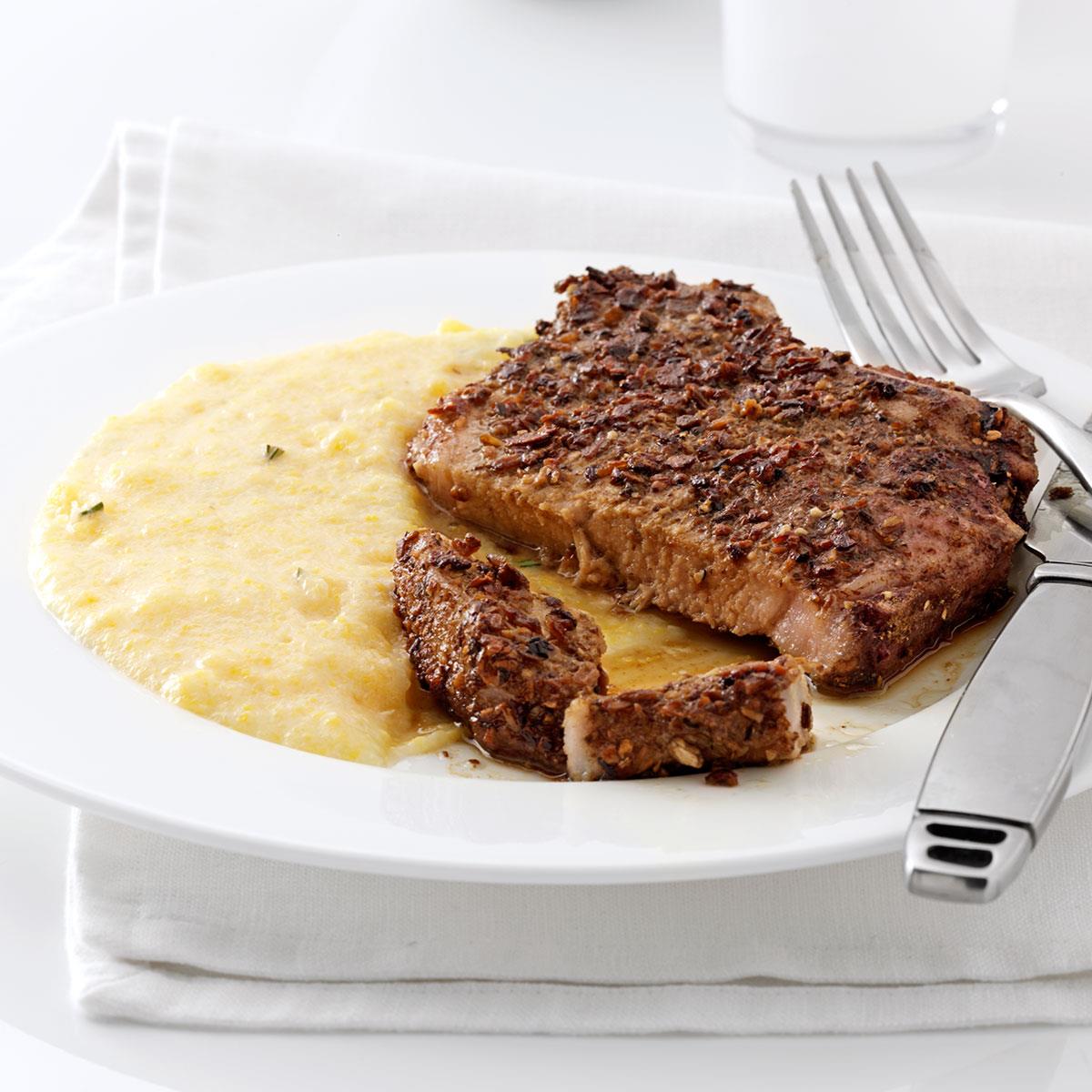 Porcini-Crusted Pork with Polenta-image
