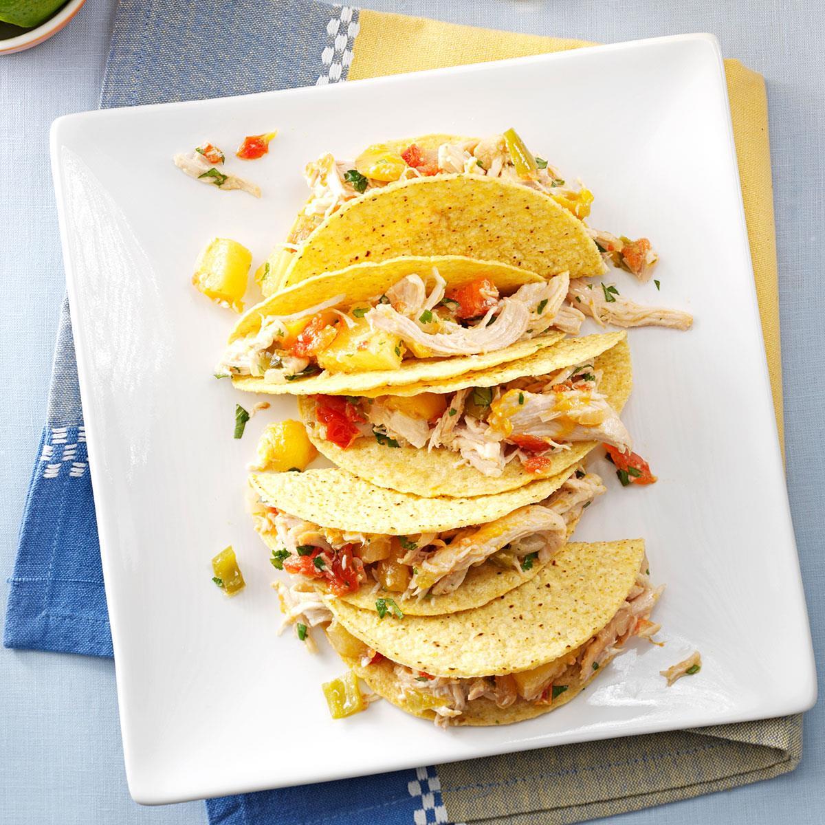 Pressure-Cooker Mango-Pineapple Chicken Tacos image