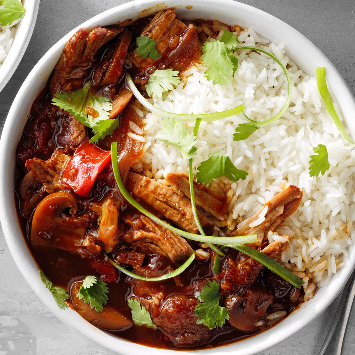 image of Pressure-Cooker Thai Sweet Chili Pork Bowls recipe by Taste of Home