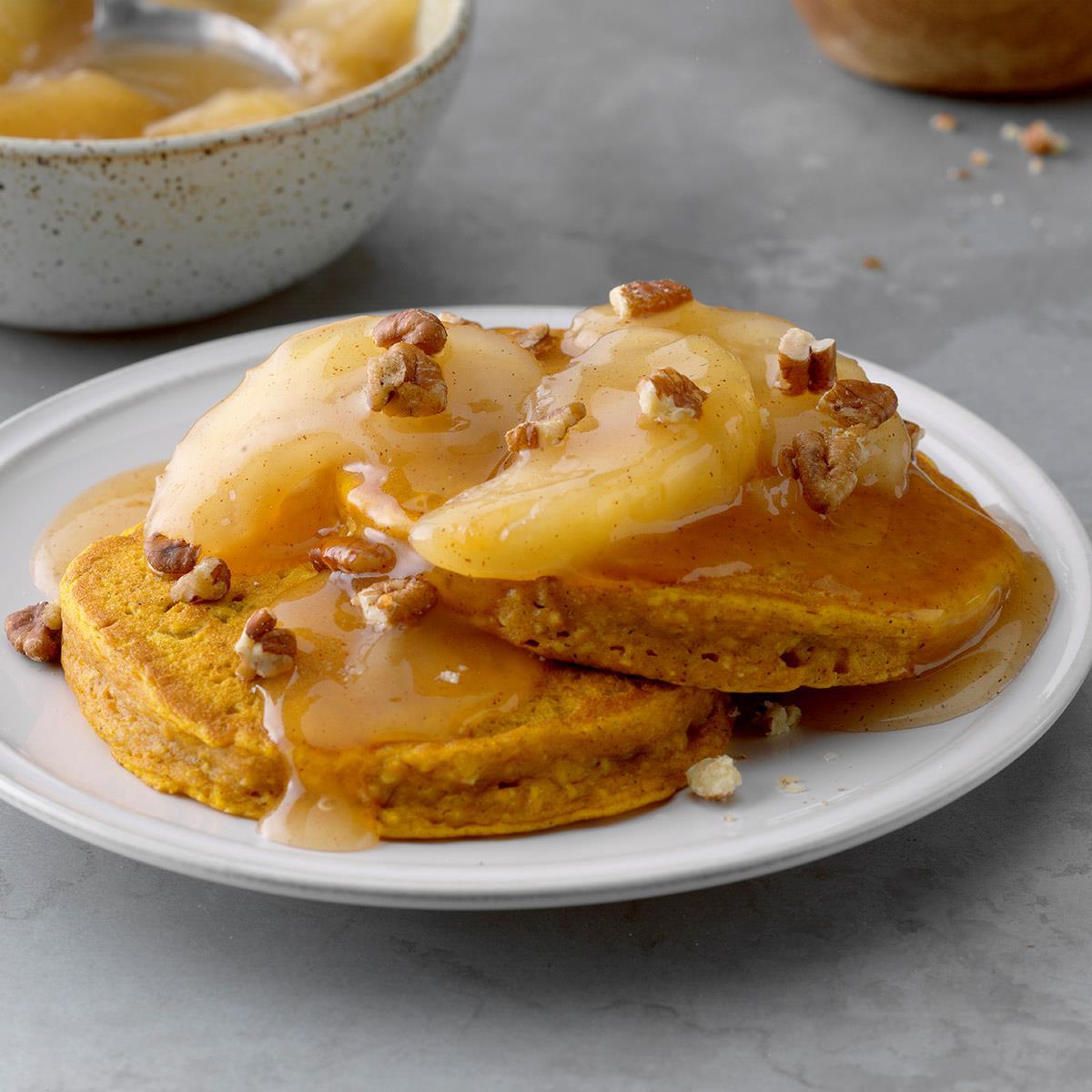 Pumpkin Pancakes with Apple Cider Compote image