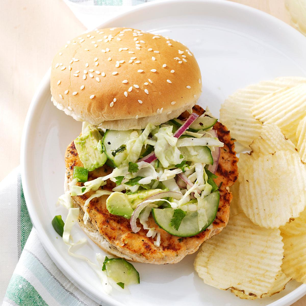 Salmon Burgers with Tangy Slaw image