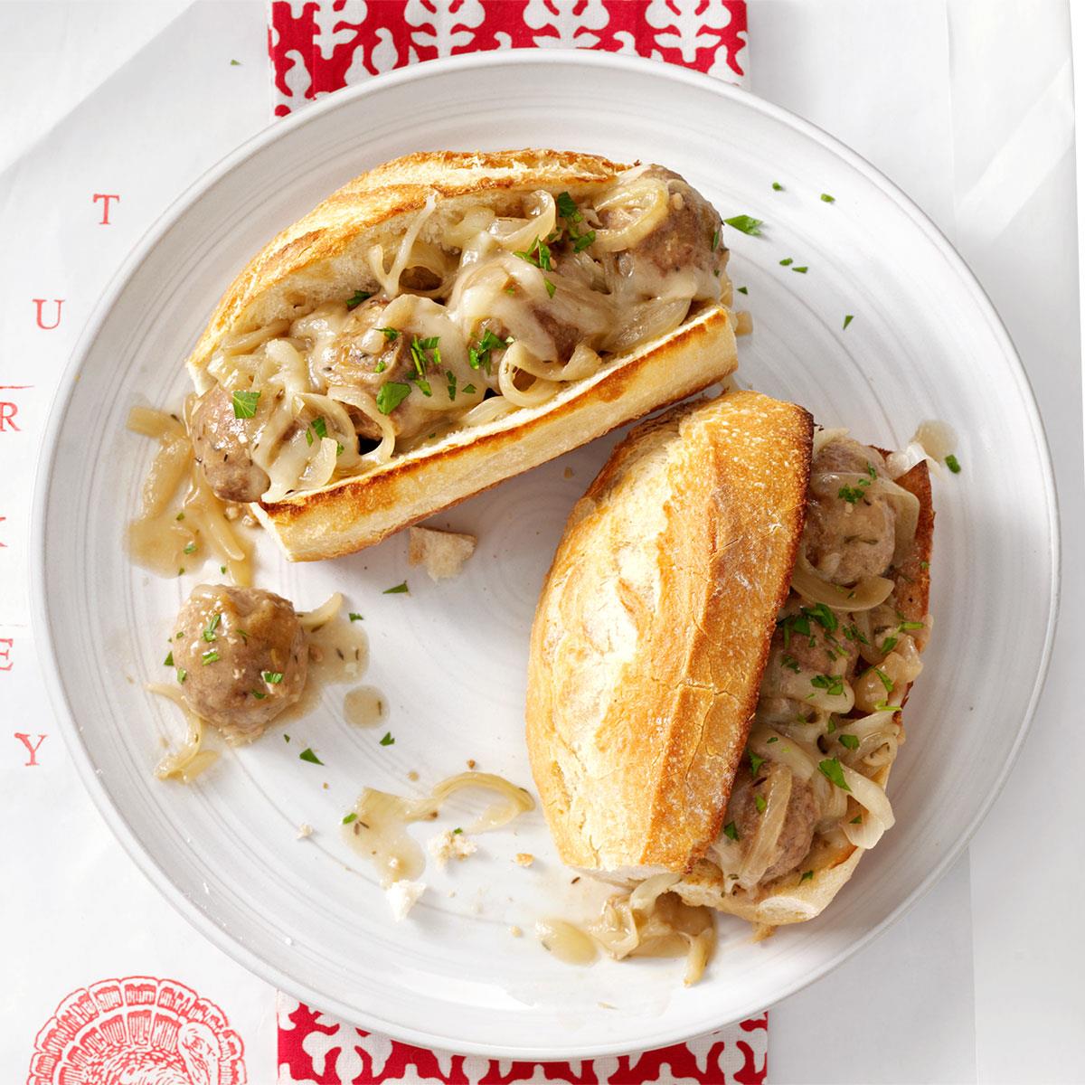 Saucy Onion Meatball Subs image