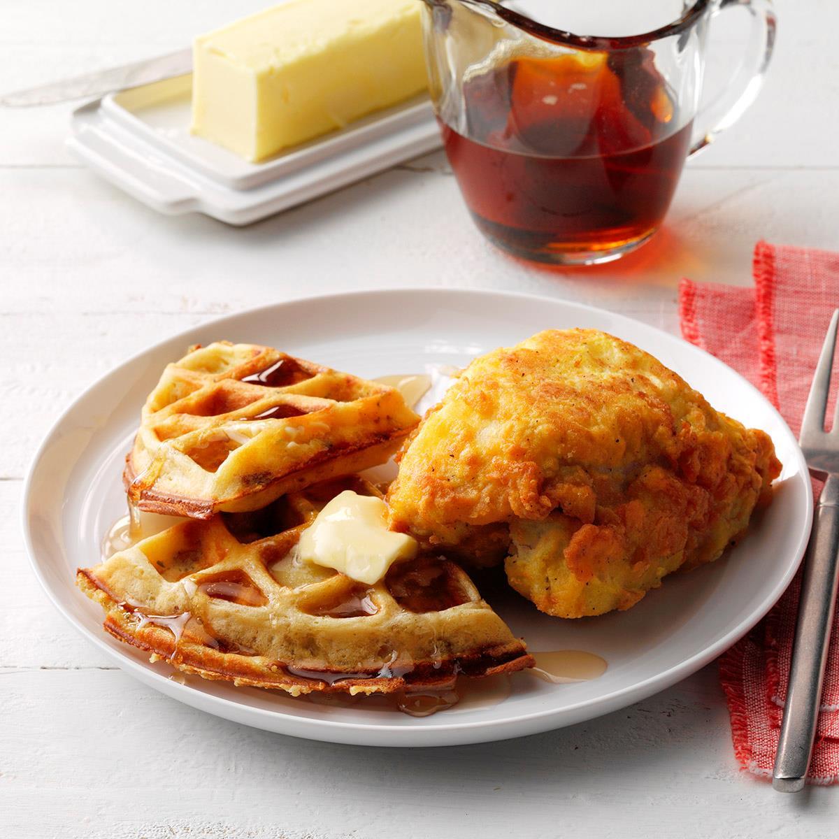 Savory Mustard Chicken And Stuffing Waffles Recipe How To Make It Taste Of Home