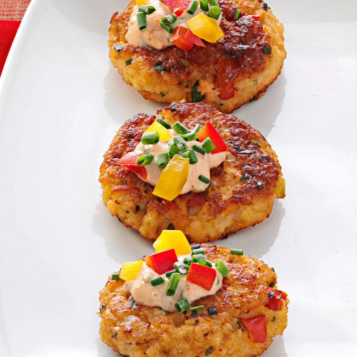 Seafood Cakes with Herb Sauce-image