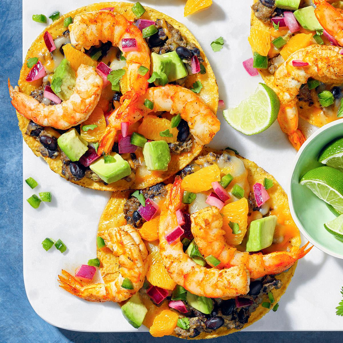 image of Shrimp Tostadas With Avocado Salsa recipe by Taste of Home