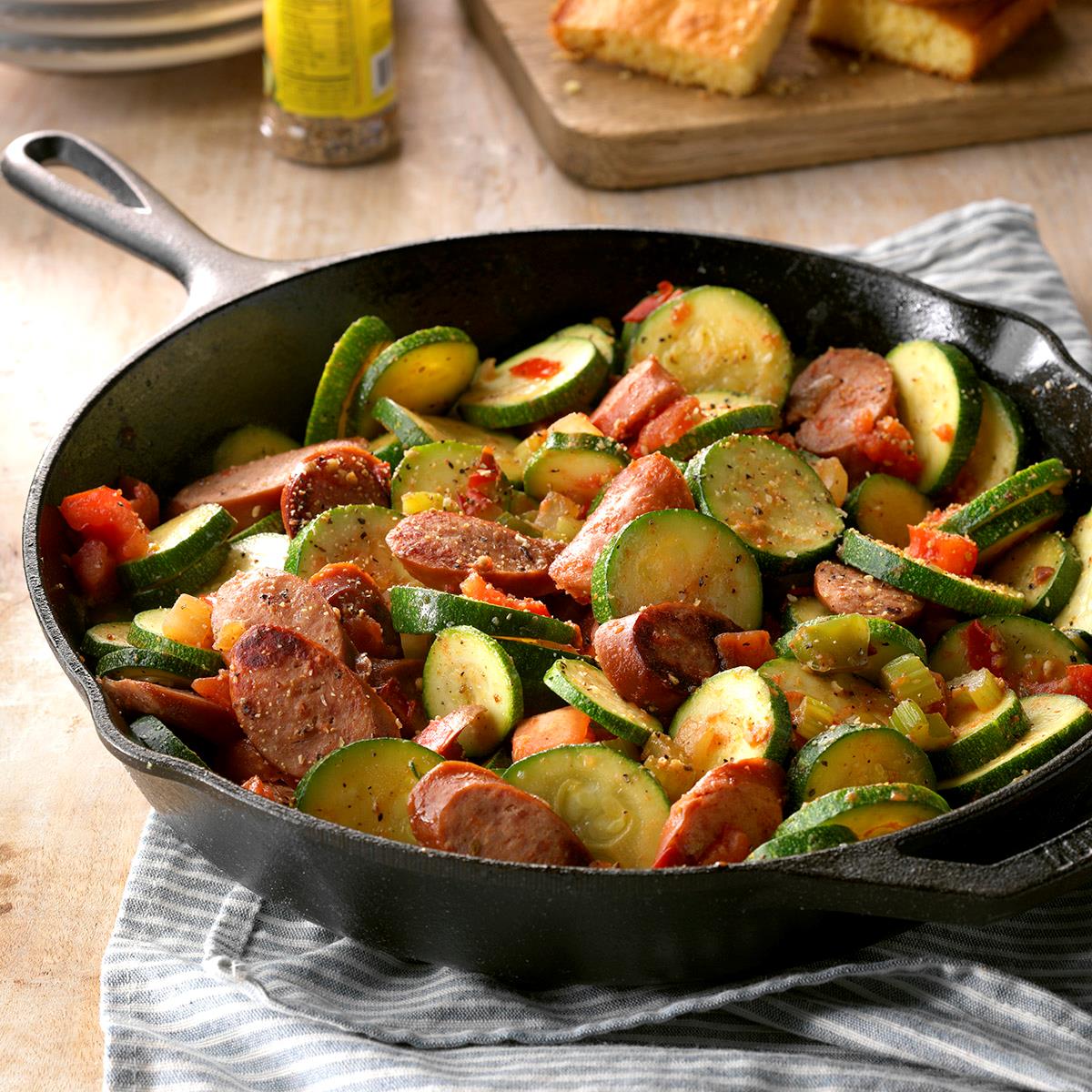 Skillet Zucchini And Sausage Recipe Taste Of Home