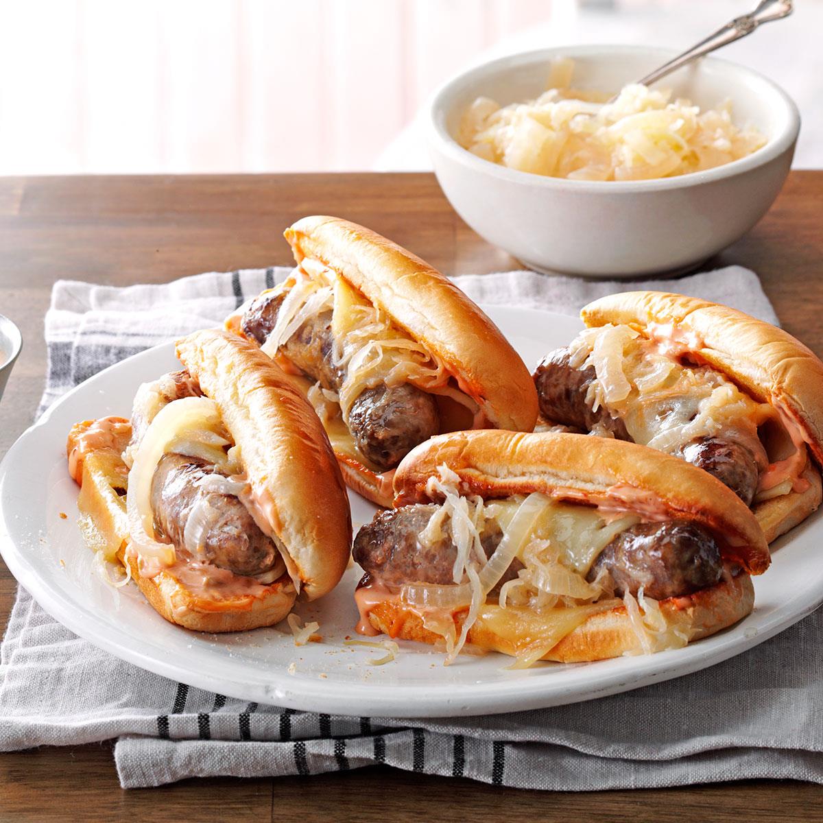 Slow-Cooked Reuben Brats-image