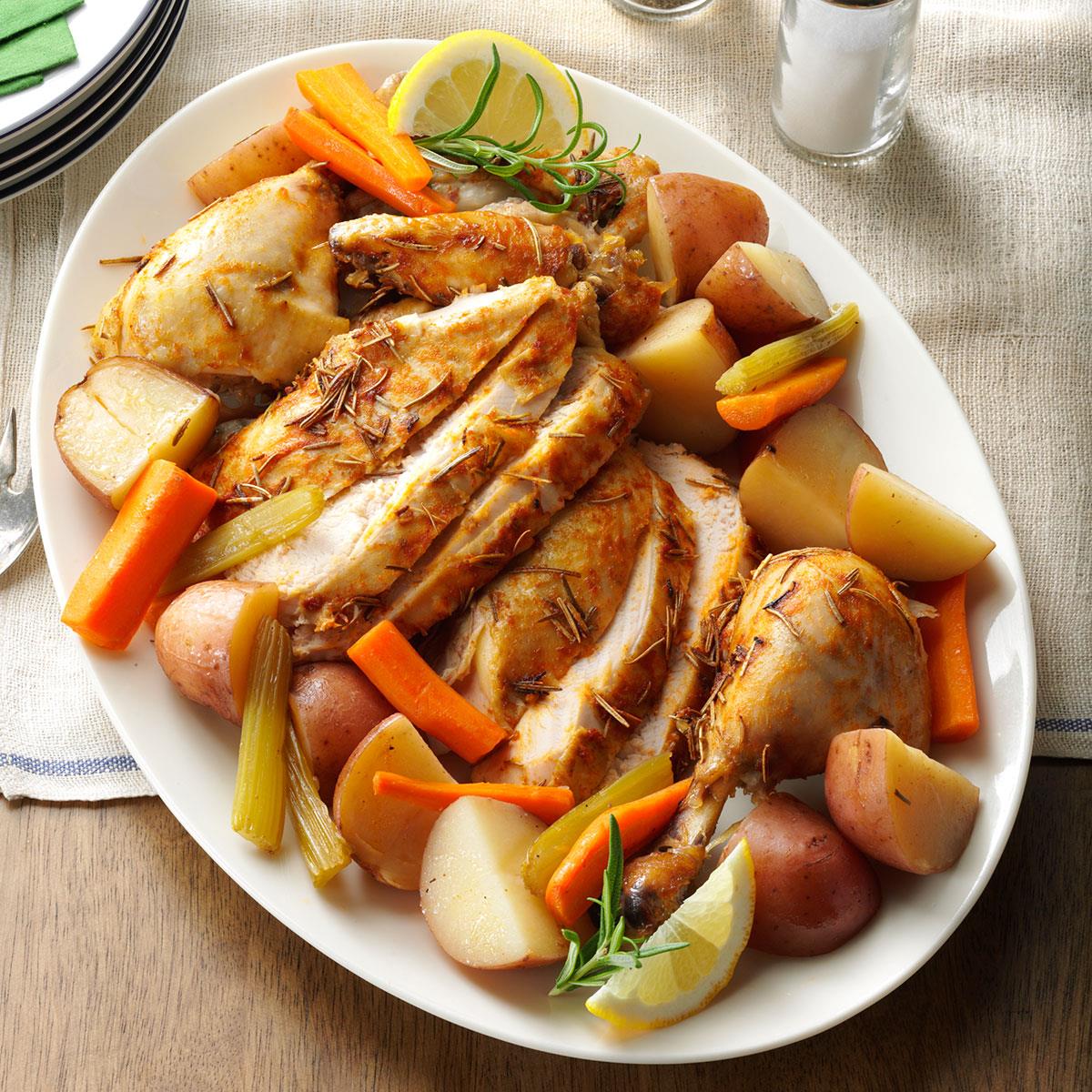 Slow Roasted Chicken With Vegetables Recipe Taste Of Home