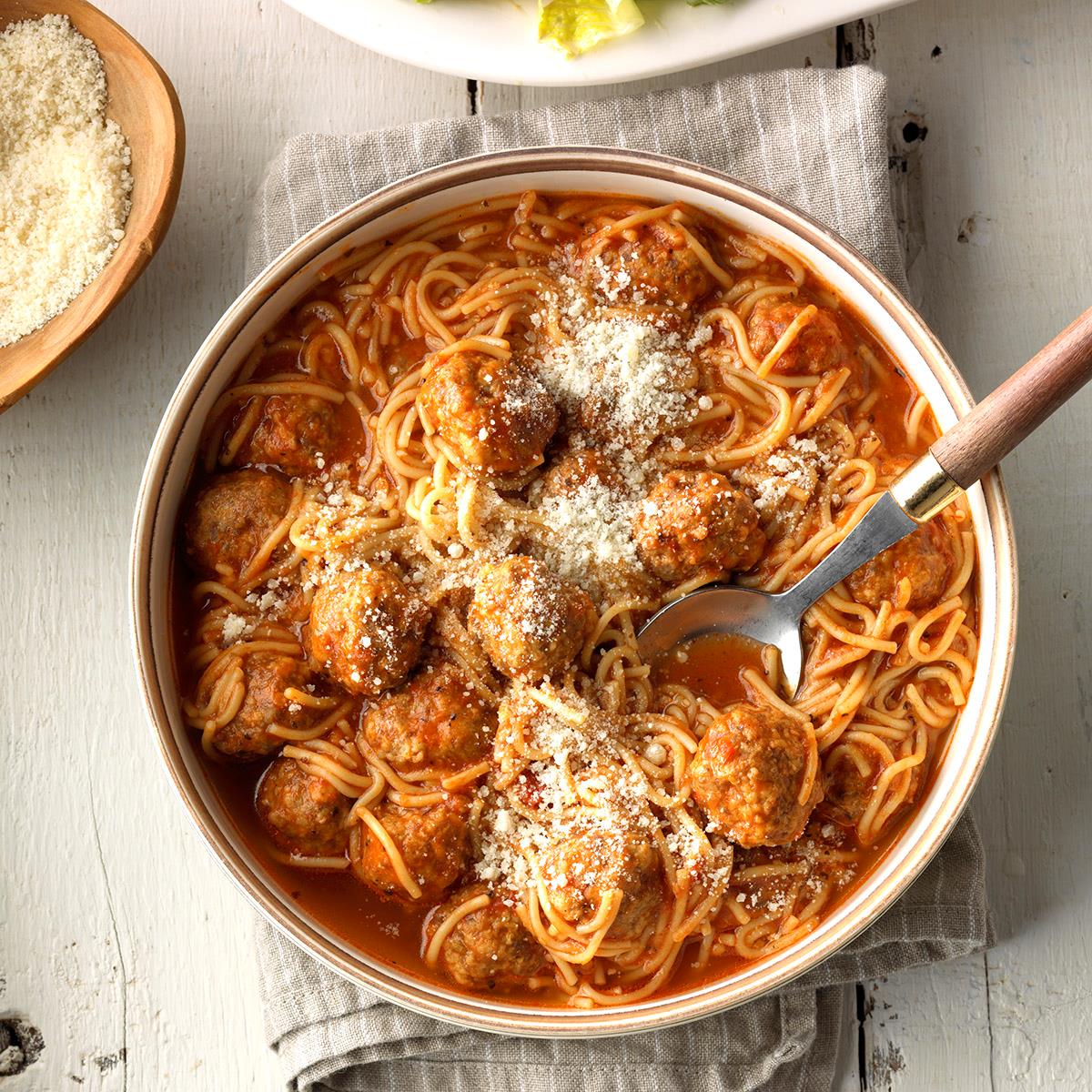 Spaghetti Meatball Soup Recipe Taste Of Home