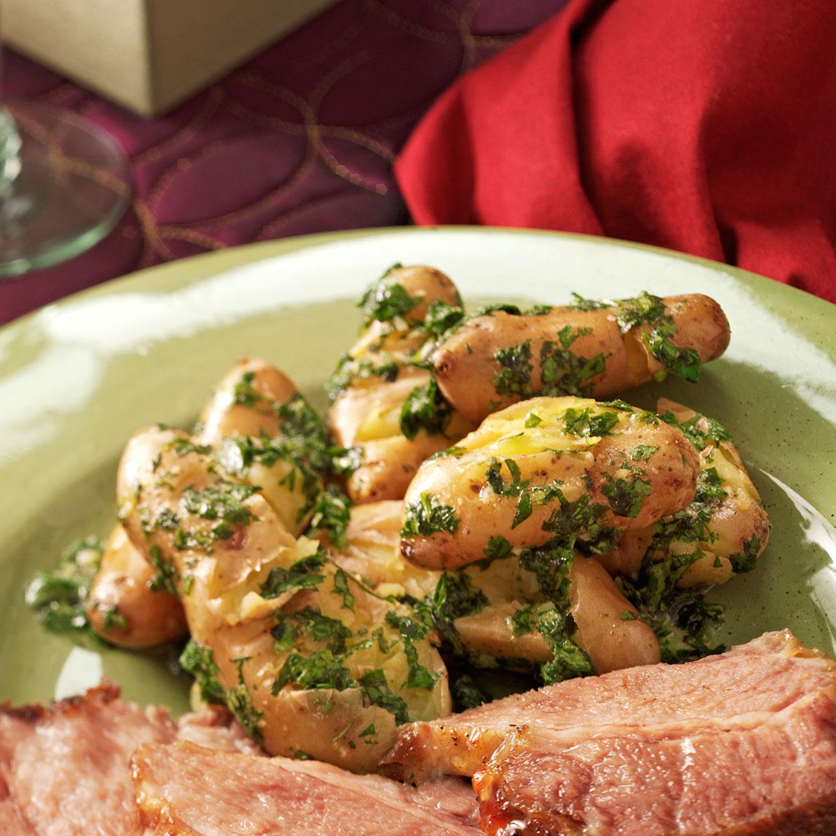 Spanish-Smashed Potatoes with Cilantro Sauce image