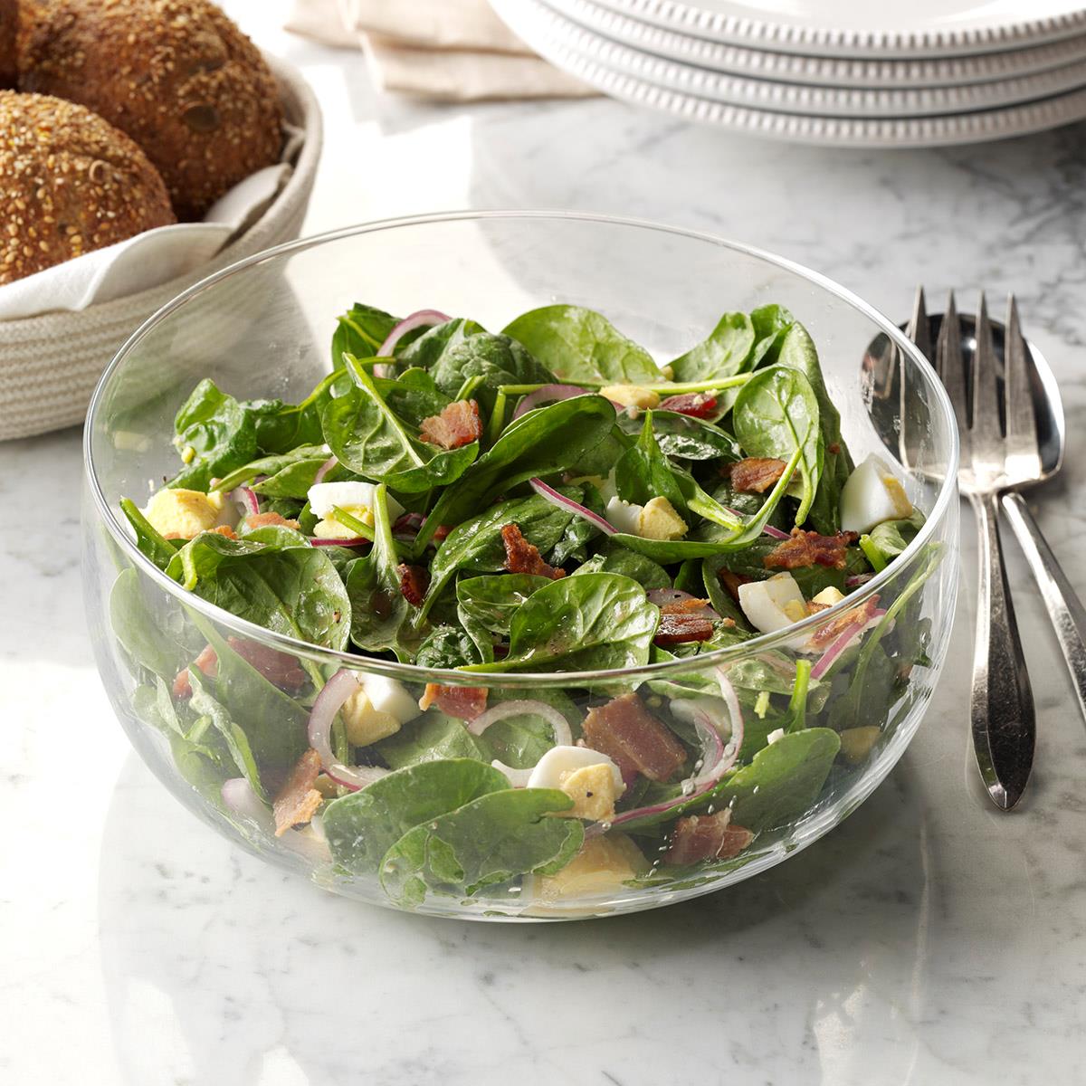 Spinach Salad with Warm Bacon Dressing image.