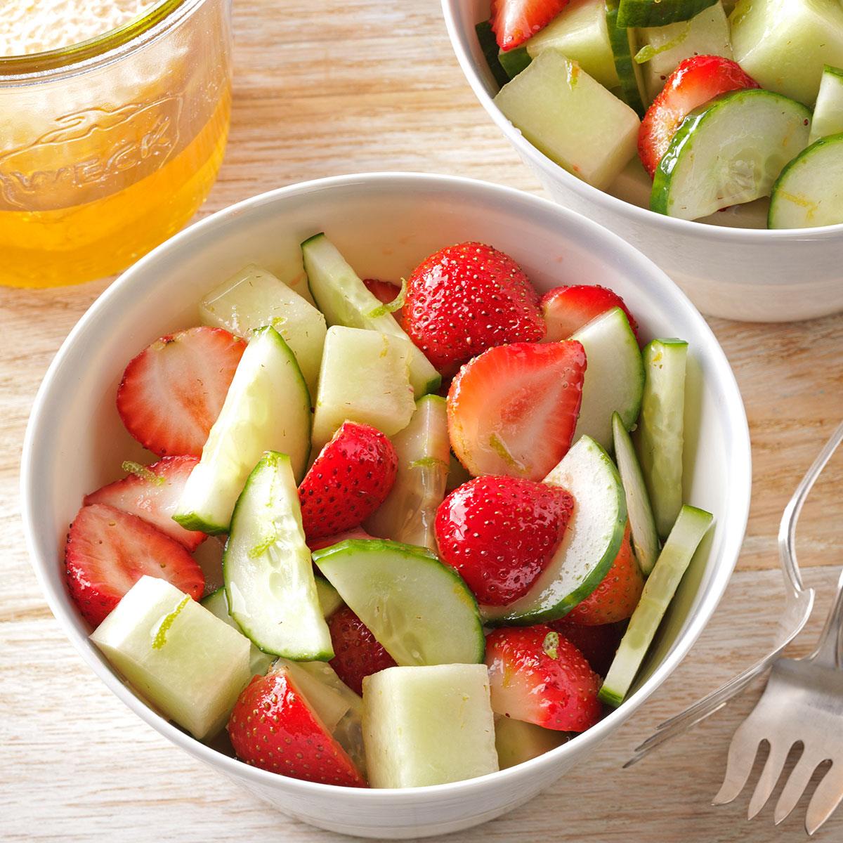 image of Strawberry, Cucumber & Honeydew Salad recipe by Taste of Home