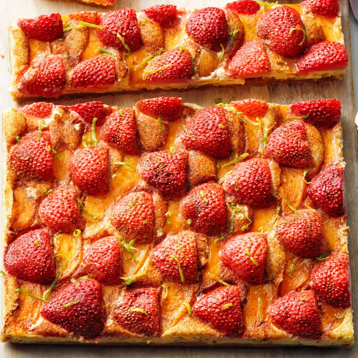 Strawberry and Peach Lime Custard Bars image