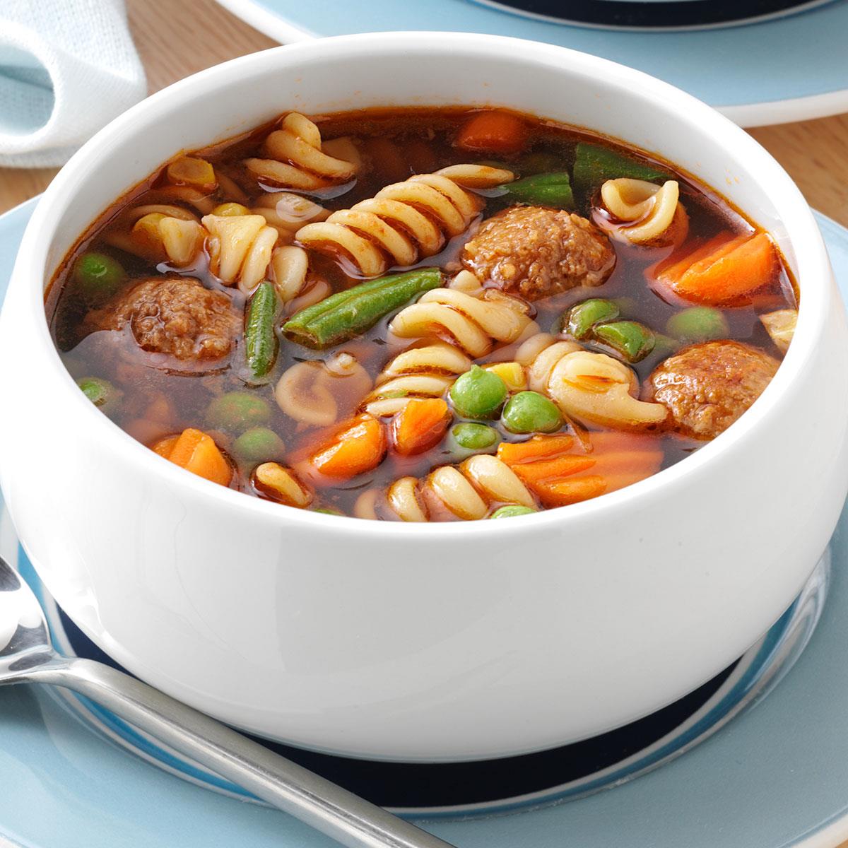 Veggie Meatball Soup For 3 Recipe How To Make It Taste Of Home