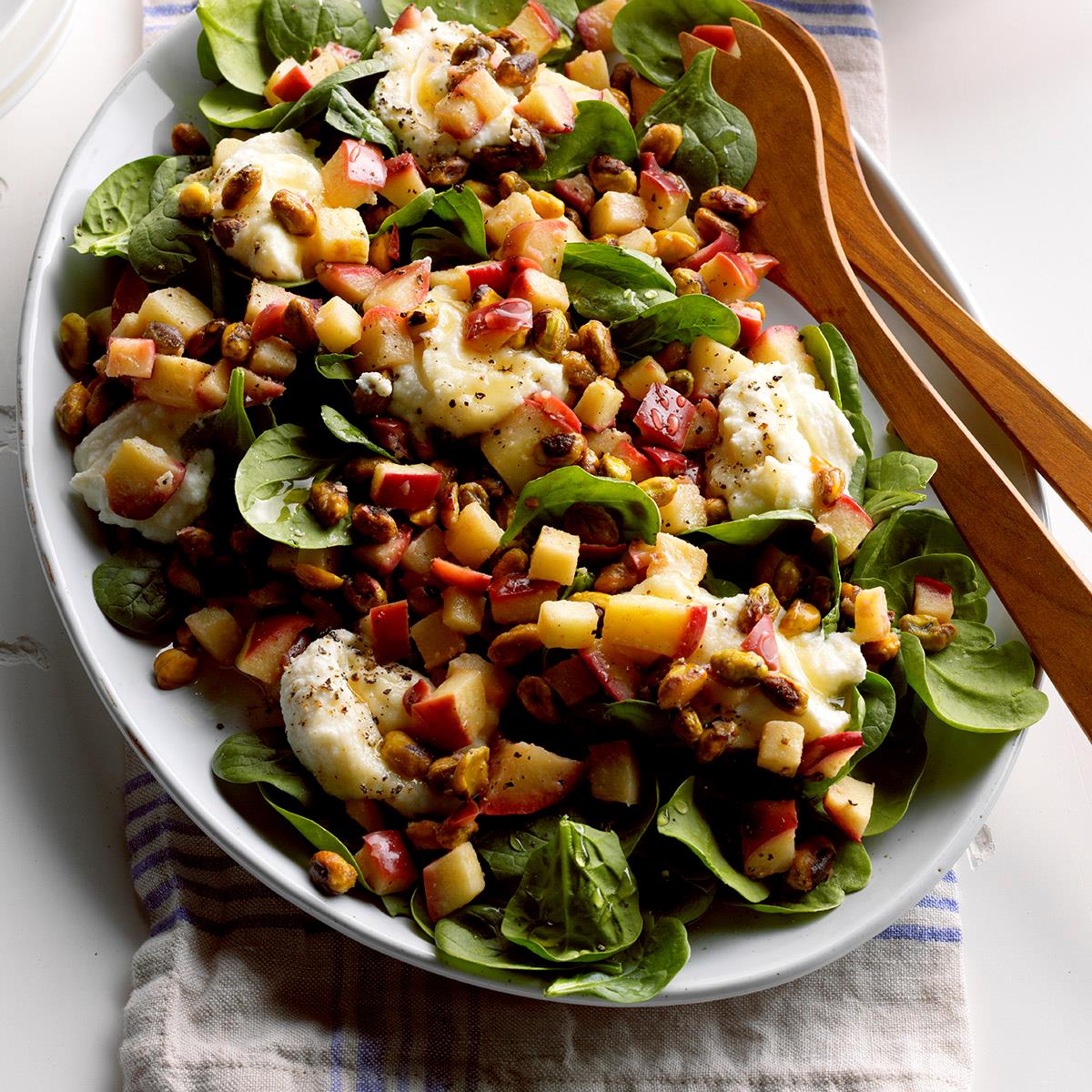 Warm Apple & Pistachio Spinach Salad-image