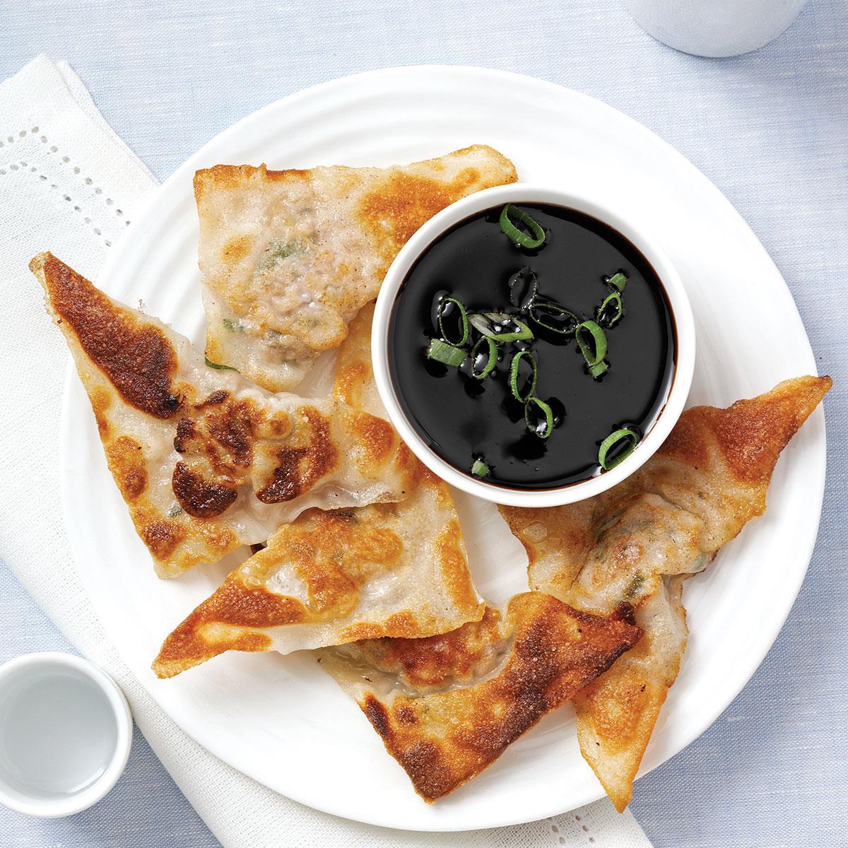 Wonton Pot Stickers with Soy Reduction image