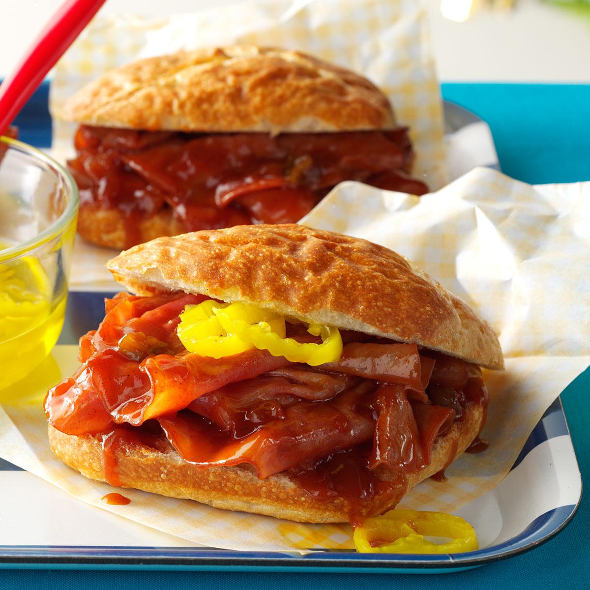 Slow-Cooker BBQ Ham Sandwiches image
