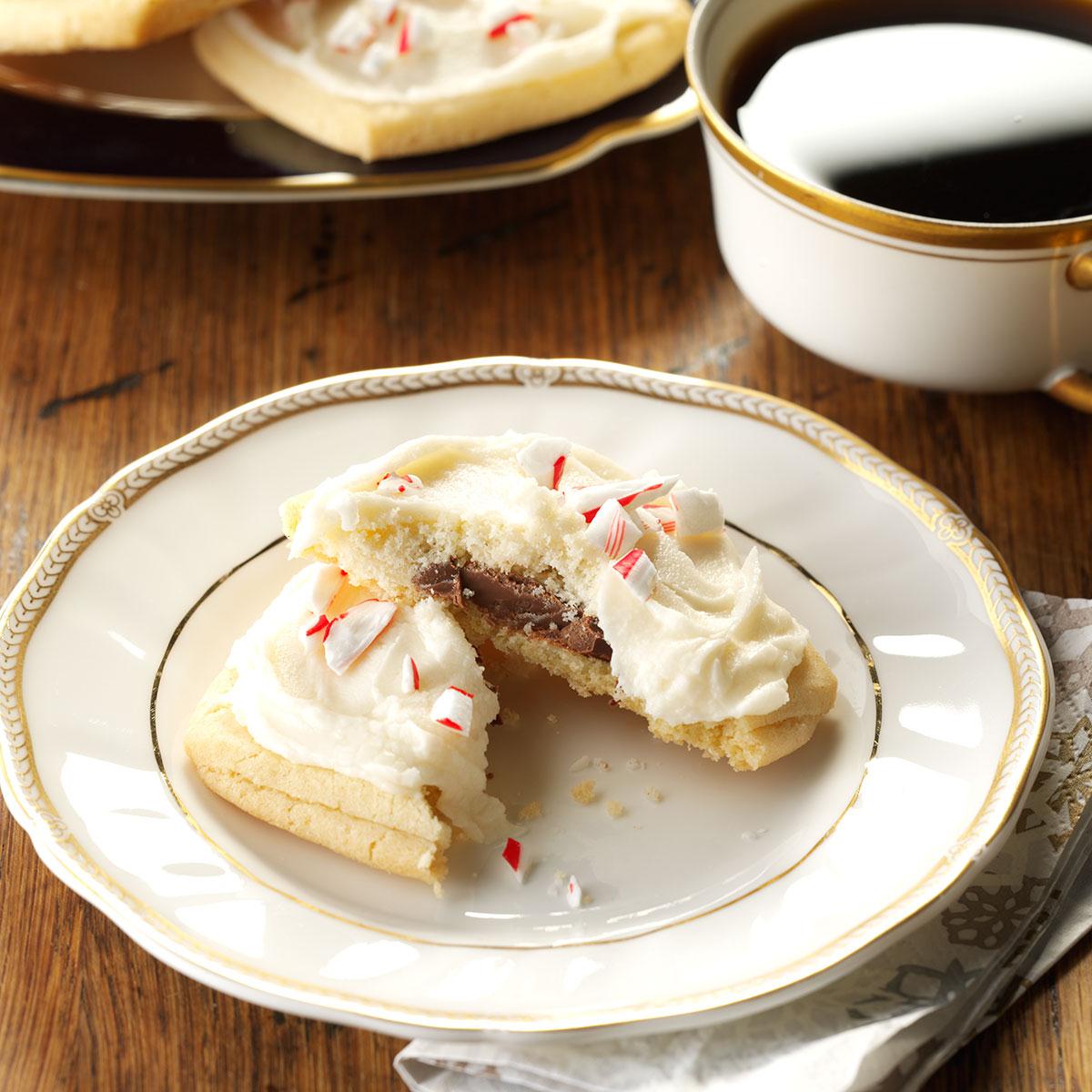 Chocolate-Filled Cookies with Peppermint Frosting image