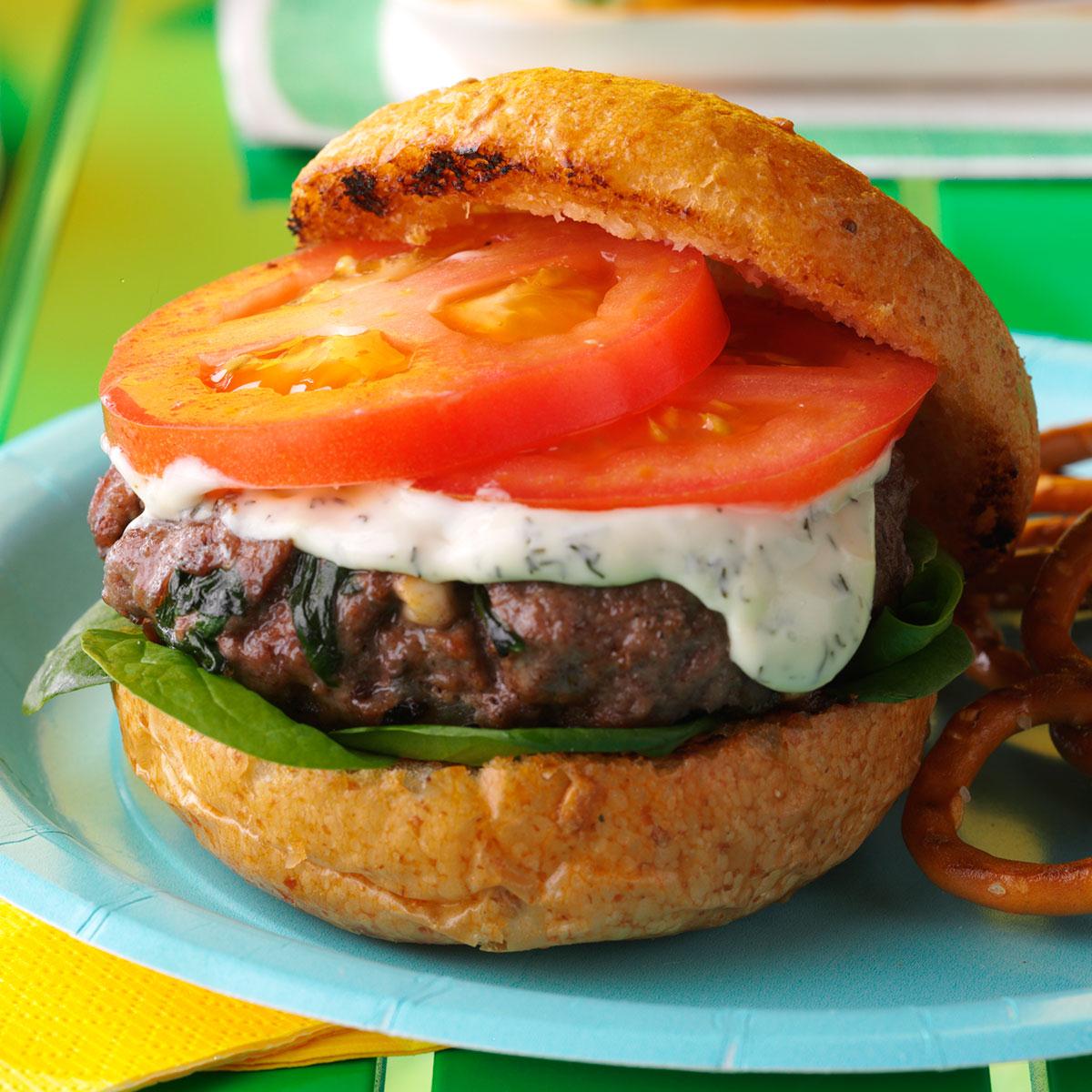 Grilled Spinach Feta Burgers image