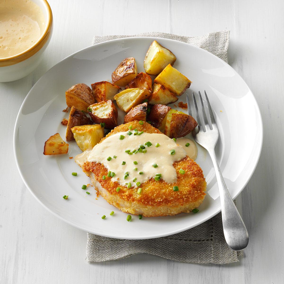 Almond-Crusted Chops with Cider Sauce-image