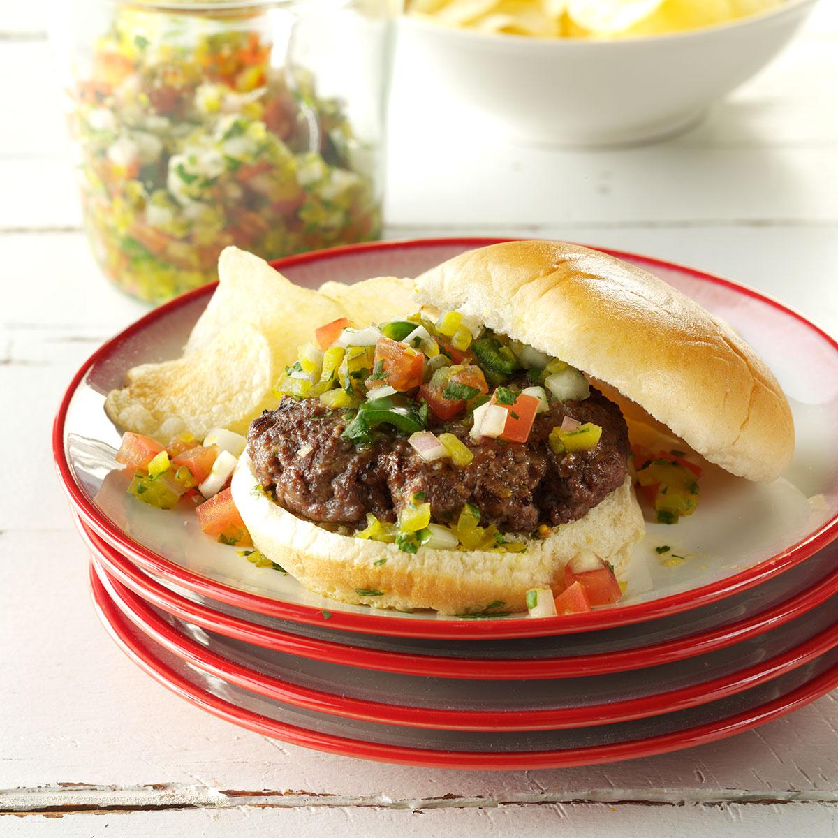 Burgers with Spicy Dill Salsa image