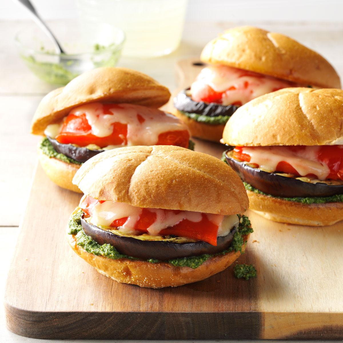 Grilled Veggie Sandwiches with Cilantro Pesto image