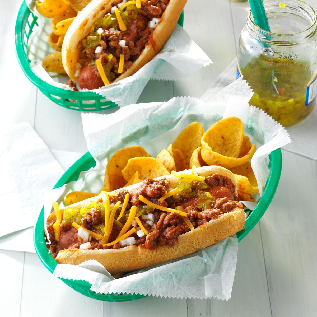 Chili Coney Dogs Recipe How To Make It Taste Of Home