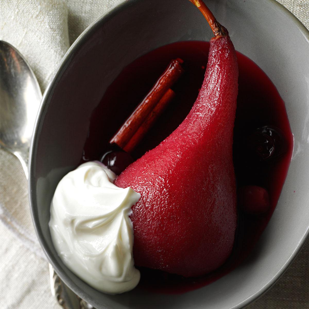 Pears and Cranberries Poached in Wine_image