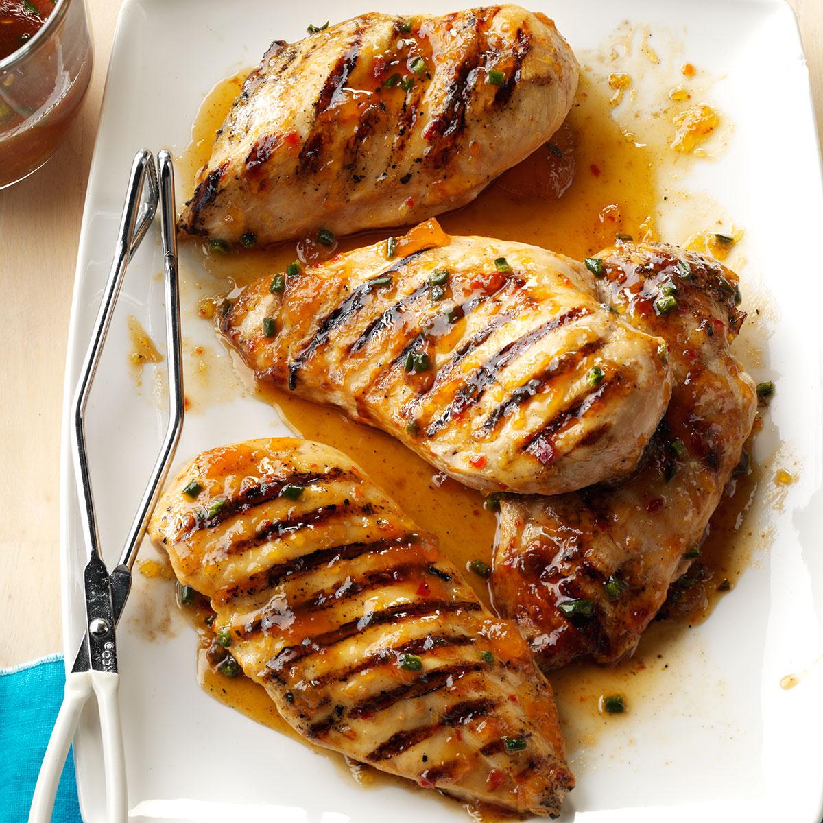 Spicy Peach Glazed Grilled Chicken Recipe How To Make It Taste Of Home