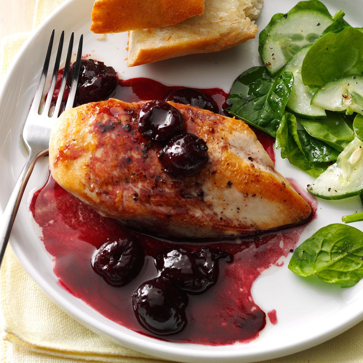 Chicken With Cherry Wine Sauce Recipe How To Make It Taste Of Home