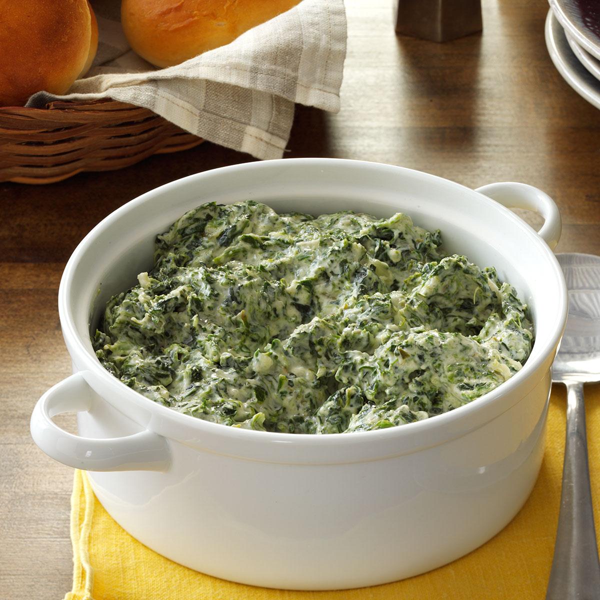 Three Cheese Creamed Spinach Recipe How To Make It Taste Of Home