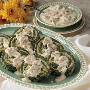 Spinach Spirals with Mushroom Sauce image
